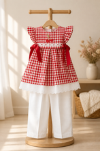 Load image into Gallery viewer, Red Gingham Pant Set