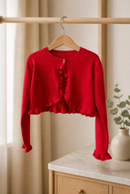 Load image into Gallery viewer, Red Ruffled Cardigan