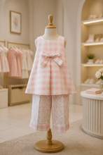 Load image into Gallery viewer, Pink Scrolls and Plaid Capri Set