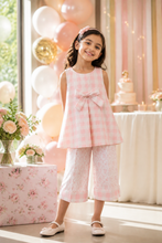 Load image into Gallery viewer, Pink Scrolls and Plaid Capri Set