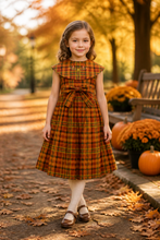 Load image into Gallery viewer, Orange and Green Plaid Dress Set
