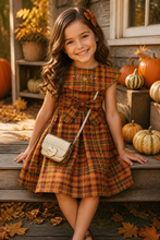 Load image into Gallery viewer, Orange and Green Plaid Dress Set